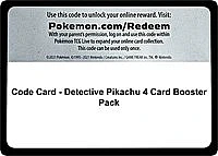 Code Card - Detective Pikachu 4 Card Booster Pack