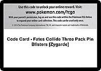 Code Card - Fates Collide Three Pack Pin Blisters [Zygarde]
