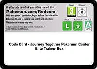 Code Card - Journey Together Pokemon Center Elite Trainer Box