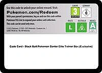 Code Card - Black Bolt Pokemon Center Elite Trainer Box (Exclusive)