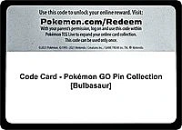 Code Card - Pokemon GO Pin Collection [Bulbasaur]