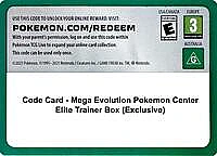 Code Card - Mega Evolution Pokemon Center Elite Trainer Box (Exclusive)