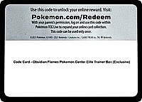 Code Card - Obsidian Flames Pokemon Center Elite Trainer Box (Exclusive)