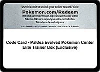 Code Card - Paldea Evolved Pokemon Center Elite Trainer Box (Exclusive)