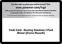 Code Card - Burning Shadows 3 Pack Blister [Alolan Meowth]