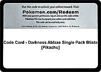 Code Card - Darkness Ablaze Single Pack Blister [Pikachu]