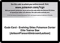 Code Card - Evolving Skies Pokemon Center Elite Trainer Box [Jolteon/Flareon/Umbreon/Leafeon]