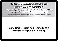 Code Card - Guardians Rising Single Pack Blister [Alolan Persian]