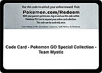 Code Card - Pokemon GO Special Collection - Team Mystic