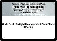 Code Card - Twilight Masquerade 3 Pack Blister [Snorlax]